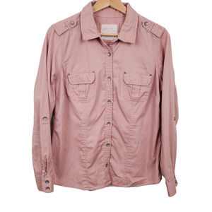 SONOMA | BUTTON UP DOWN UTILTY 100% COTTON PINK LONG SLEEVES WOMEN'S SIZE MEDIUM